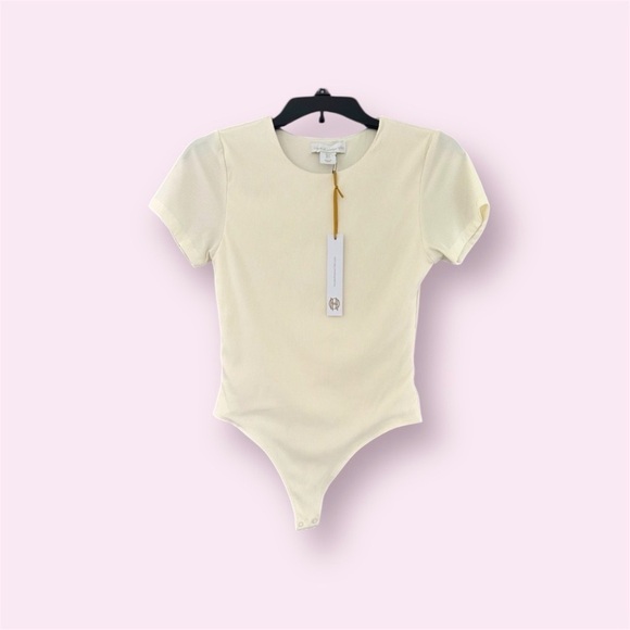 NWT HOUSE OF HARLOW 1960 Cream Off White High Neck Ribbed Bodysuit XS Revolve - Picture 11 of 11